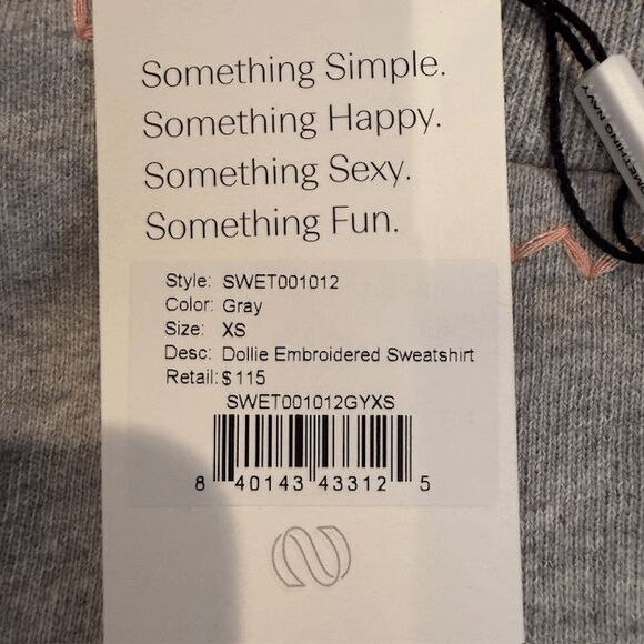 NEW! Something Navy Dollie Embroidered Sweatshirt Gray Boxy Oversized XS - Picture 9 of 13